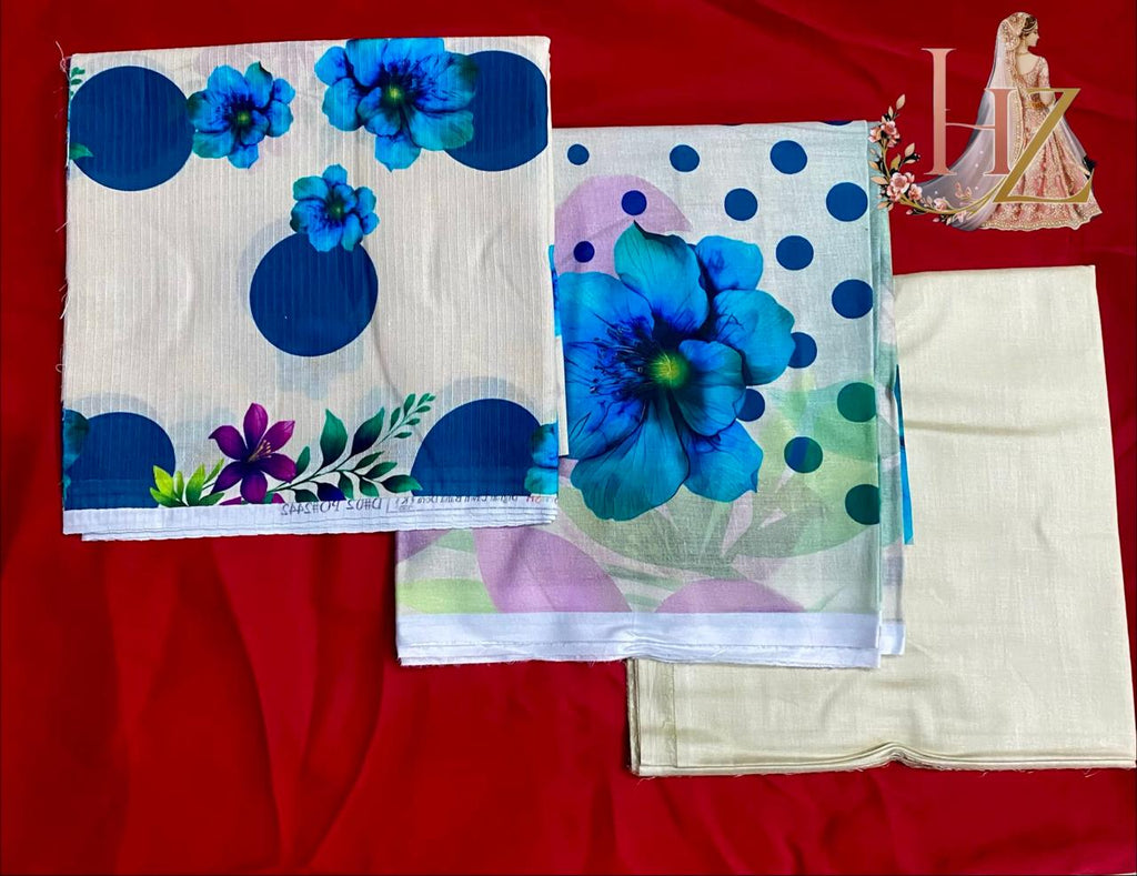 Lawn 3PC Printed Unstitched Perfect skin Contrast Suit