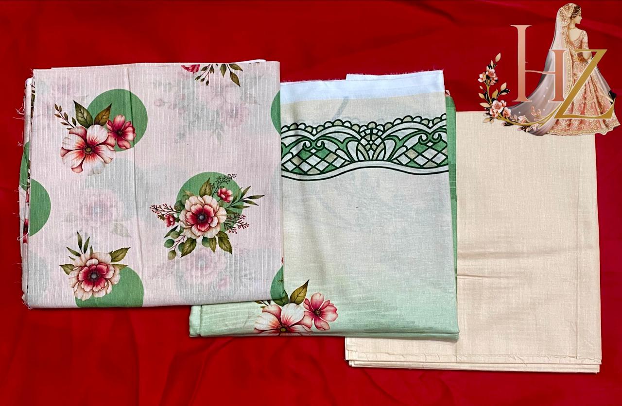 Lawn 3PC Printed Unstitched Perfect skin Contrast Suit